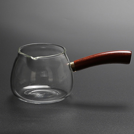 Чахля скляна з бічною дерев'яною ручкою