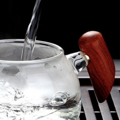 Чахай скляний з дерев'яною ручкою, високий 2