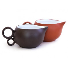 Червоний чахай із глини з білою глазур'ю, 130 мл 2