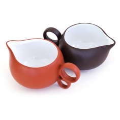 Червоний чахай із глини з білою глазур'ю, 130 мл