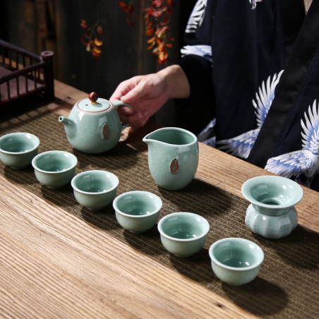 Блакитний набір ґеяо з чайником із бусинкою Блакитний набір ґеяо з чайником із бусинкою