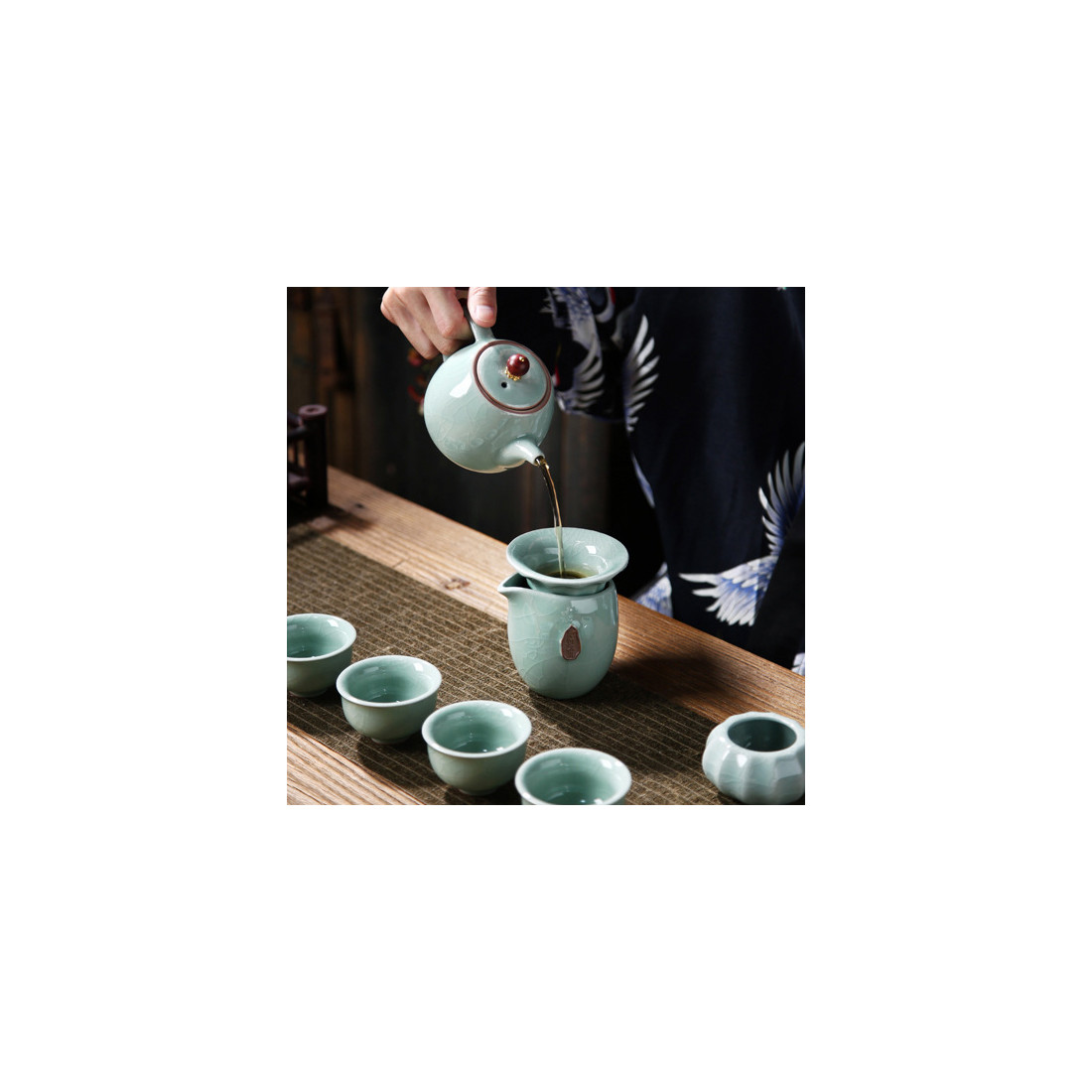 Блакитний набір ґеяо з чайником із... Блакитний набір ґеяо з чайником із...