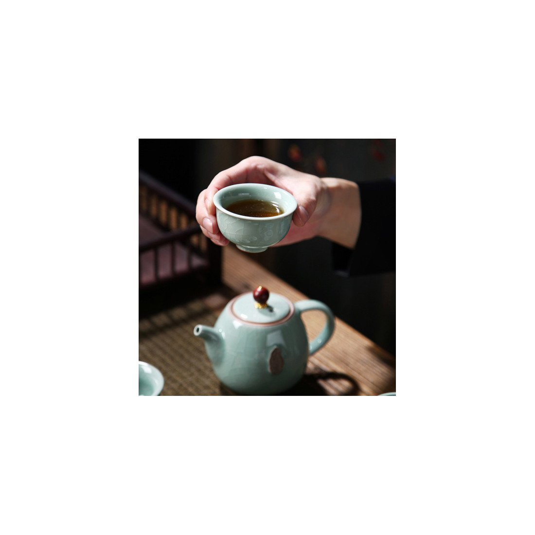 Блакитний набір ґеяо з чайником із... Блакитний набір ґеяо з чайником із...