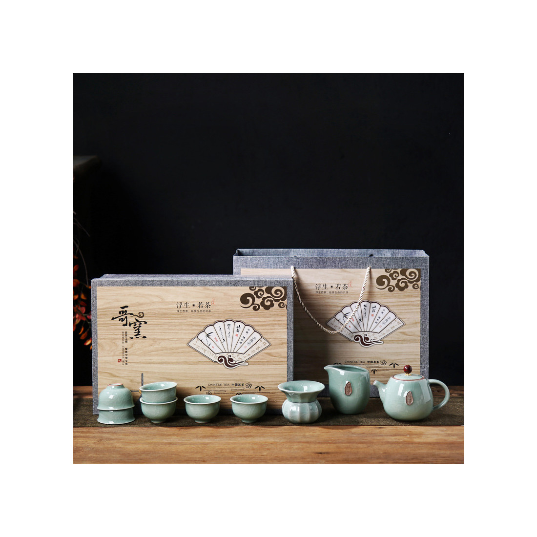 Блакитний набір ґеяо з чайником із... Блакитний набір ґеяо з чайником із...