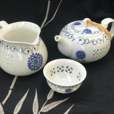 Набір з рисової порцеляни "Соняшники" з чайником 2