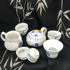 Набір з рисової порцеляни "Соняшники" з чайником