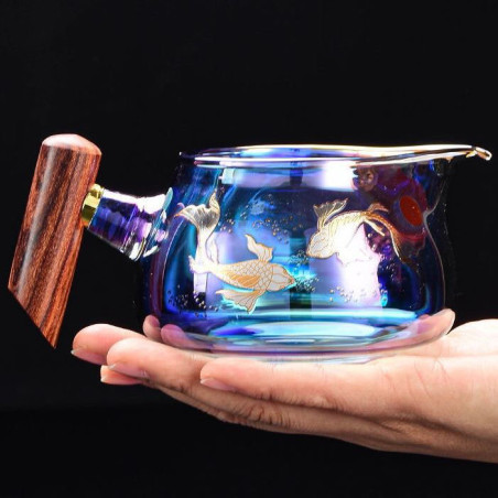 Синій чахай з коропами та дерев'яною ручкою