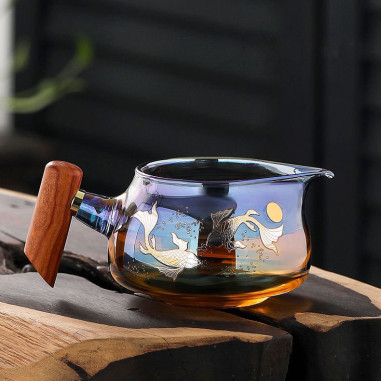 Синій чахай з коропами та дерев'яною ручкою