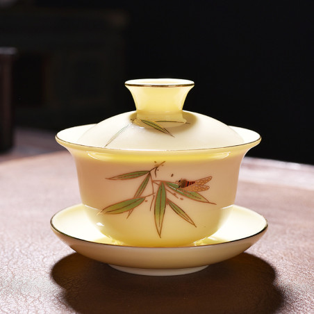 Гайвань з фарфору кольору жовтого нефриту