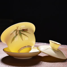 Гайвань з фарфору кольору жовтого нефриту 2