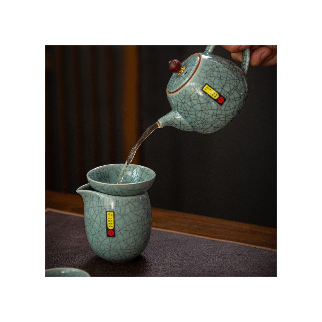 Чайник з намистинкою з ґєяо, блакитний Чайник з намистинкою з ґєяо, блакитний