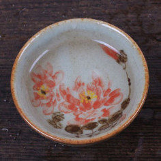 Сіра чаша з малюнком «Півонія», 60 мл