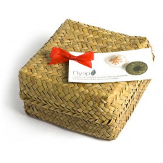 Набір порційного пуеру з добавками в плетеній коробці. 2