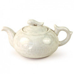 Білий чайник із розводами глазур'ю, 200 мл