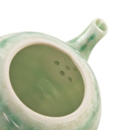 Зелений чайник із розводами глазур'ю, 200 мл