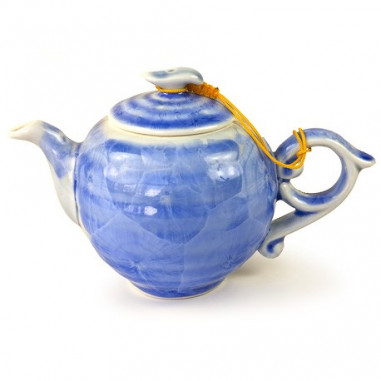 Блакитний чайник із розводами глазур'ю, 200 мл