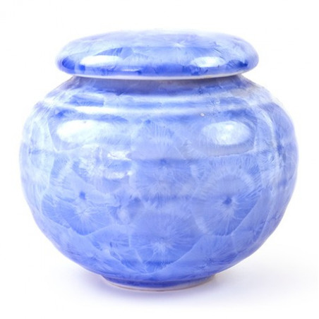 Блакитна чайниця з розлученням глазур'ю