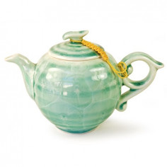 Зелений чайник із розводами глазур'ю, 200 мл