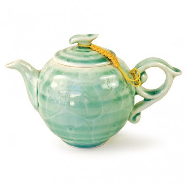 Зелений чайник із розводами глазур'ю, 200 мл