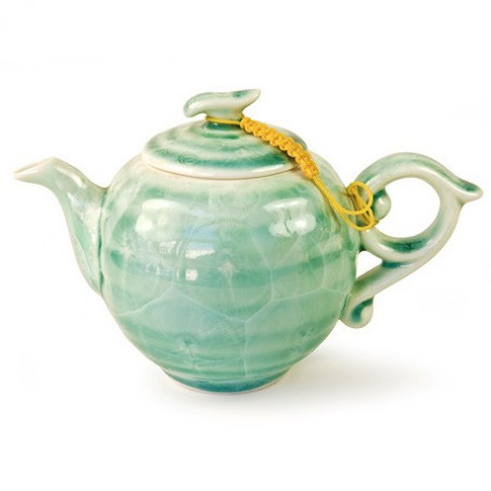 Зелений чайник із розводами глазур'ю, 200 мл