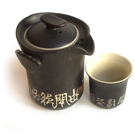 Чорний чайний набір з ієрогліфами в подарунковій коробці Чорний чайний набір з ієрогліфами в подарунковій коробці