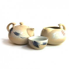 Бежевий чайний набір з гілкою бамбука в подарунковій коробці