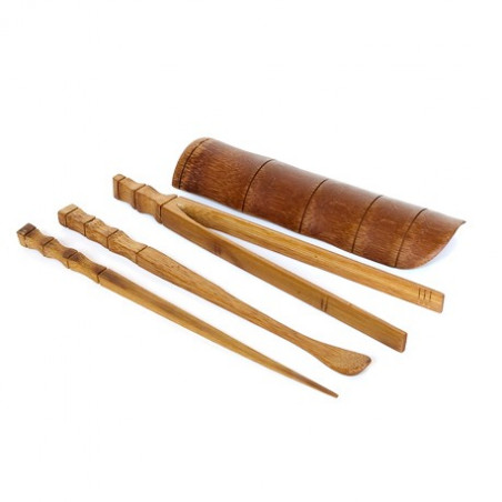 Набір чайних інструментів зі світлого бамбука