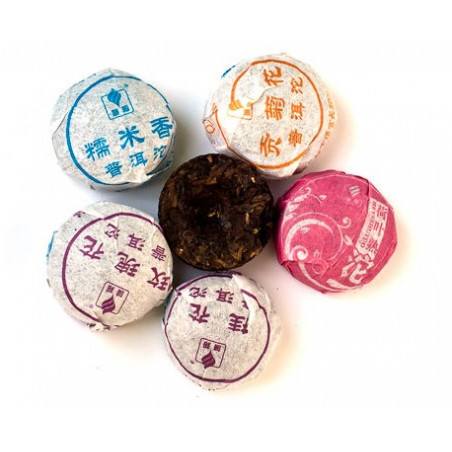 Набір порційного пуера в плетеній коробці