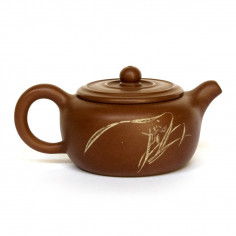 Чайник з ісинської глини у формі барила із зображенням дикої орхідеї