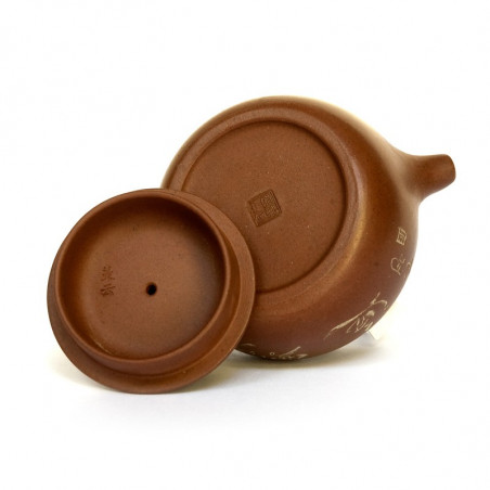 Чайник з ісинської глини у формі барила із зображенням дикої орхідеї Чайник з ісинської глини у формі барила із зображенням дикої орхідеї