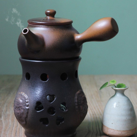 Коричневий керамічний чайник "Лев" для варіння пуеру