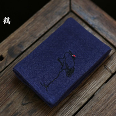 Льняний чайний рушник з журавлем