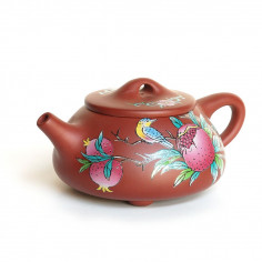 Чайник із ісинської глини з малюнком емаллю 2