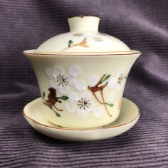 Жовта гайвань з білої снігової сливи.