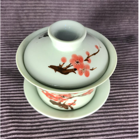 Ніжно-зелена гайвань із червоною сніжною сливою.