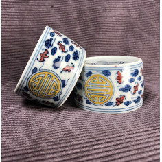 Чаша з цзиндечженьского порцеляни з прямими стінками «Символ довголіття» (різнокольоровий розпис)