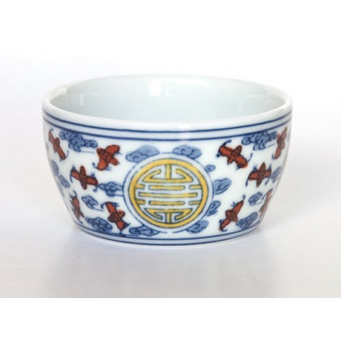 Чаша з цзиндечженського порцеляни «Символ довголіття» (різнокольоровий розпис)