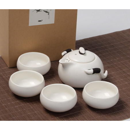 Білий чайник-гайвань та 4 чаші в подарунковій коробці