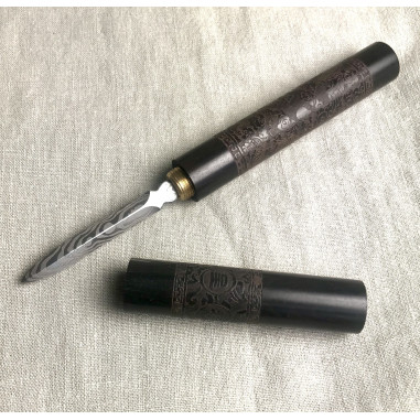 Ніж для пуера із чорного дерева з візерунком