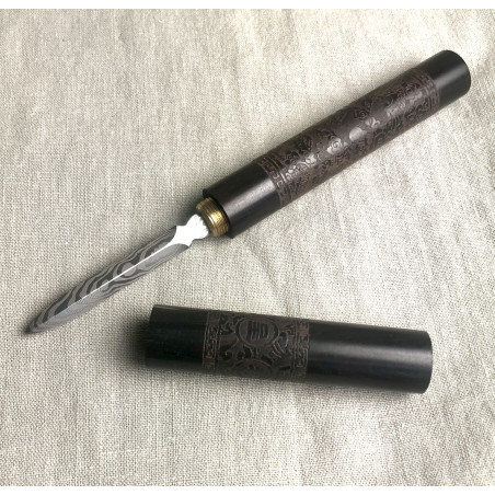 Ніж для пуера із чорного дерева з візерунком