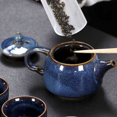 Блакитна заяча вовна - керамічний чайник 2